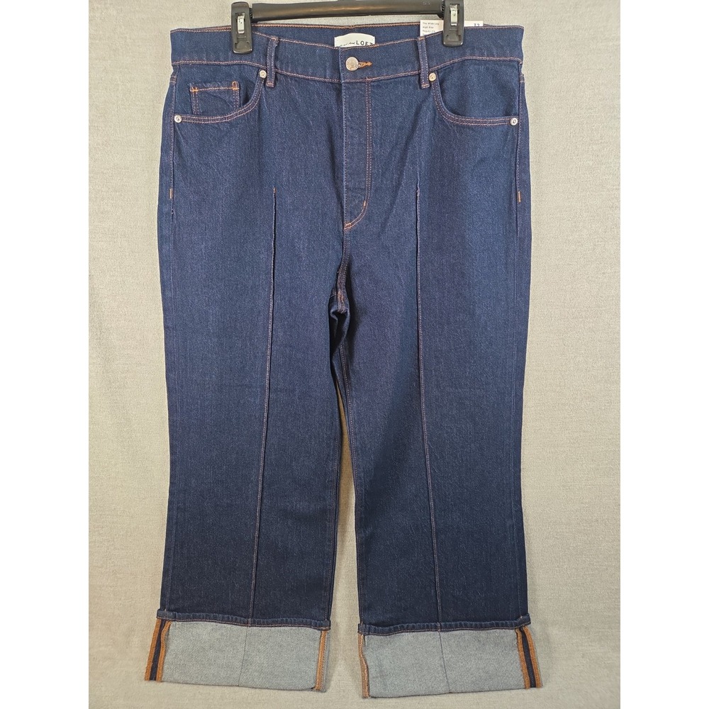 Loft Jeans Womens 32 Wide Leg High Rise Stretch Cuffed Classic Casual Office NEW